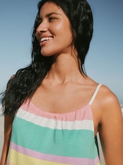 Green/Pink Stripe Lightweight Mini Dress - Image 4 of 7