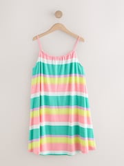 Green/Pink Stripe Lightweight Mini Dress - Image 5 of 7