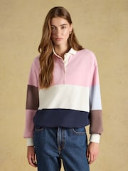 Pink & Blue Colour Block - Rugbyoverhemd met lange mouwen en kraag van katoen - Afbeelding 1 van 10