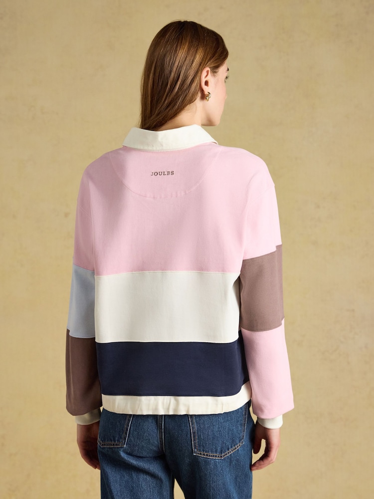 Pink & Blue Colour Block - Rugbyoverhemd met lange mouwen en kraag van katoen - Afbeelding 2 van 10