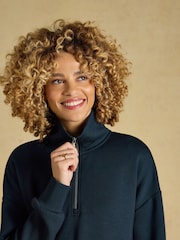 Joules Navy Soft Quarter Zip Sweatshirt - Image 5 of 7