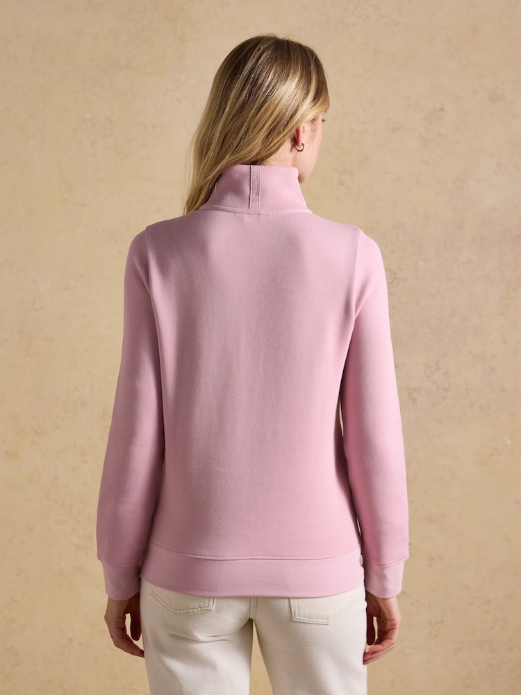 Joules Pink Quarter Zip Funnel Neck Sweatshirt - Image 2 of 7