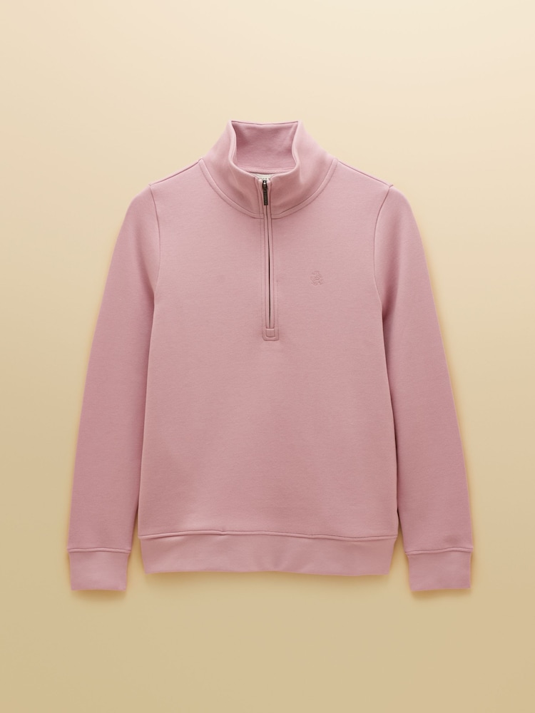 Joules Pink Quarter Zip Funnel Neck Sweatshirt - Image 7 of 7