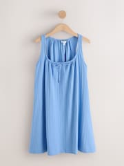 Cornflower Blue Sleeveless Jersey Mini Summer Dress - Image 1 of 3