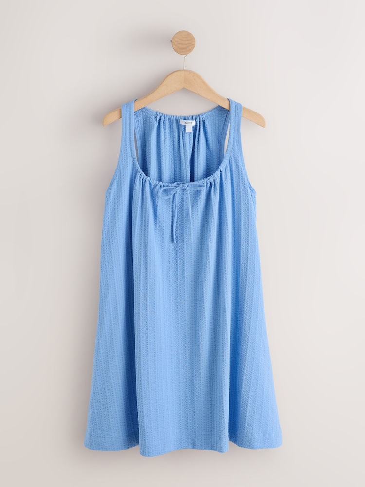 Cornflower Blue Sleeveless Jersey Mini Summer Dress - Image 1 of 3 Cornflower Blue Sleeveless Jersey Mini Summer Dress - Image 1 of 3