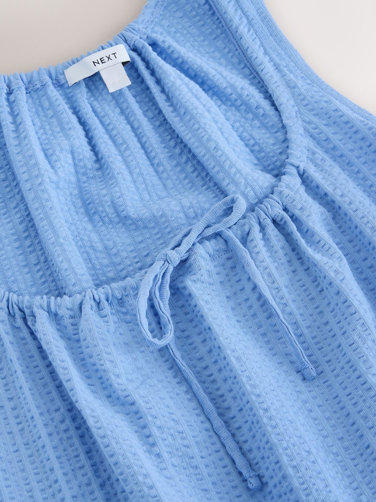 Cornflower Blue Sleeveless Jersey Mini Summer Dress - Image 3 of 3 Cornflower Blue Sleeveless Jersey Mini Summer Dress - Image 3 of 3