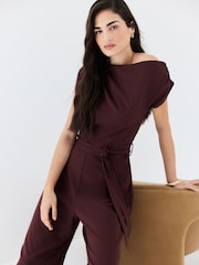 Chocolate Brown Ruched Occasion Jumpsuit - Image 3 of 8