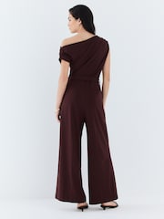 Chocolate Brown Ruched Occasion Jumpsuit - Image 4 of 8