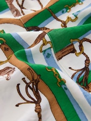 Green/White Rope Print Halter Shirt Midi Belted Dress - Image 6 of 7