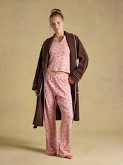 Pointelle Pink Floral Printed Cotton Long Sleeve Pyjama Set - Image 5 of 7