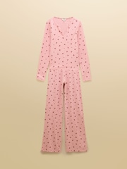 Pointelle Pink Floral Printed Cotton Long Sleeve Pyjama Set - Image 7 of 7