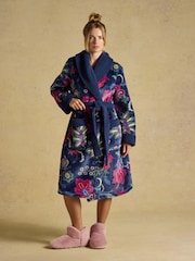 Joules Navy Fleece Dressing Gown - Image 1 of 8