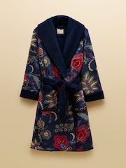Joules Navy Fleece Dressing Gown - Image 8 of 8