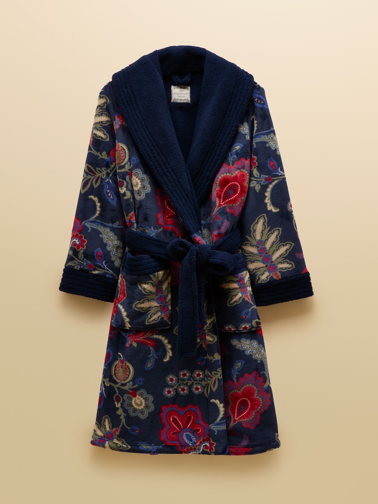 Joules Navy Fleece Dressing Gown - Image 8 of 8 Joules Navy Fleece Dressing Gown - Image 8 of 8