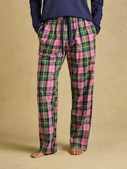 Pink and Green Check - Joules austās, birstētās kokvilnas pidžamas apakšdaļas - Attēls 1 no 8