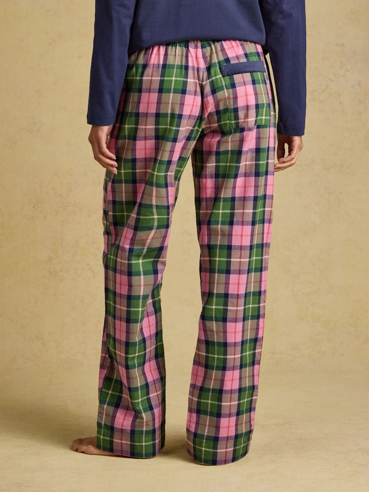 Pink and Green Check - Joules austās, birstētās kokvilnas pidžamas apakšdaļas - Attēls 2 no 8