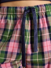 Pink and Green Check - Joules austās, birstētās kokvilnas pidžamas apakšdaļas - Attēls 3 no 8