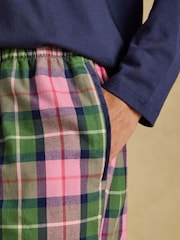 Pink and Green Check - Joules austās, birstētās kokvilnas pidžamas apakšdaļas - Attēls 5 no 8