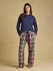 Pink and Green Check - Joules austās, birstētās kokvilnas pidžamas apakšdaļas - Attēls 6 no 8