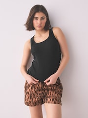 Dierenprint - Geribbelde pyjama met hemd en short - Afbeelding 3 van 9