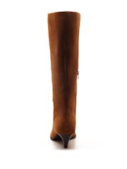 Off The Hook Brown Fern Suede Leather Slouchy Knee-High Kitten Heel Boots - Image 5 of 6