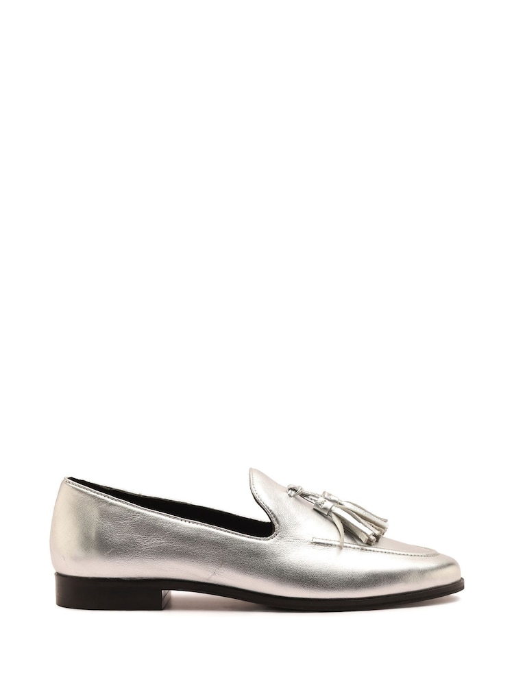 Off The Hook Silver Moselle Leather Tassel Loafers - Image 1 of 6 Off The Hook Silver Moselle Leather Tassel Loafers - Image 1 of 6