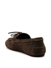 Off The Hook Brown Lea Suede Leather Round Toe Boat Shoes - Image 3 of 6