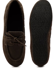 Off The Hook Brown Lea Suede Leather Round Toe Boat Shoes - Image 6 of 6