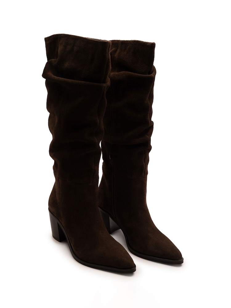 Off The Hook Brown Muswell Suede Knee High Slouch Boots - Image 1 of 6 Off The Hook Brown Muswell Suede Knee High Slouch Boots - Image 1 of 6