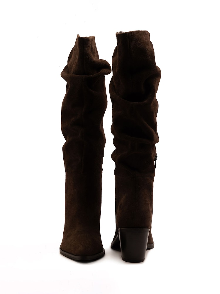 Off The Hook Brown Muswell Suede Knee High Slouch Boots - Image 2 of 6 Off The Hook Brown Muswell Suede Knee High Slouch Boots - Image 2 of 6