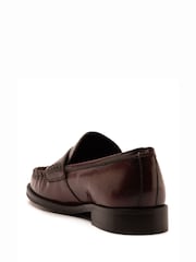 Off The Hook Brown Penelope Leather Penny Ruched Loafers - Image 3 of 6