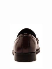 Off The Hook Brown Penelope Leather Penny Ruched Loafers - Image 5 of 6