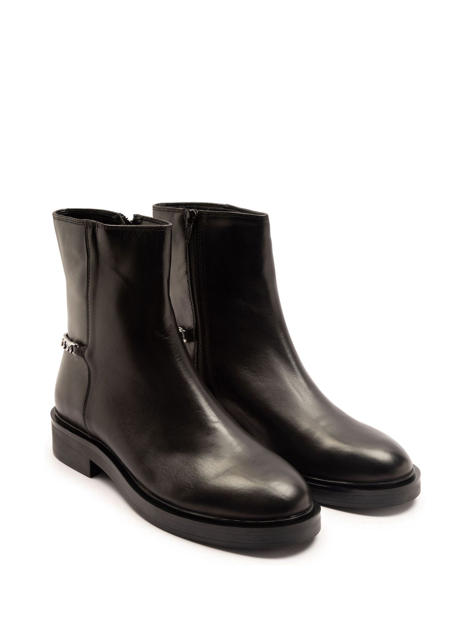 Off The Hook Women's Black Stamford Metallic-Accent Side-Zip Ankle Boots In | : Size 8 - Image 3