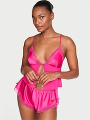 Victoria's Secret Enchanted Pink Tie Front Cami Set - Image 1 of 3