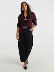 JD Williams Red Bow Button Knitted Cardigan - Image 2 of 5