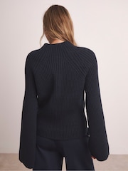 JD Williams Blue Premium Funnel Neck Knitted Jumper - Image 3 of 5