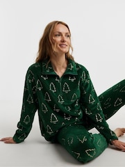 JD Williams Green Pretty Secrets 1/4 Zip Fleece Twosie Pyjama Set - Image 3 of 4