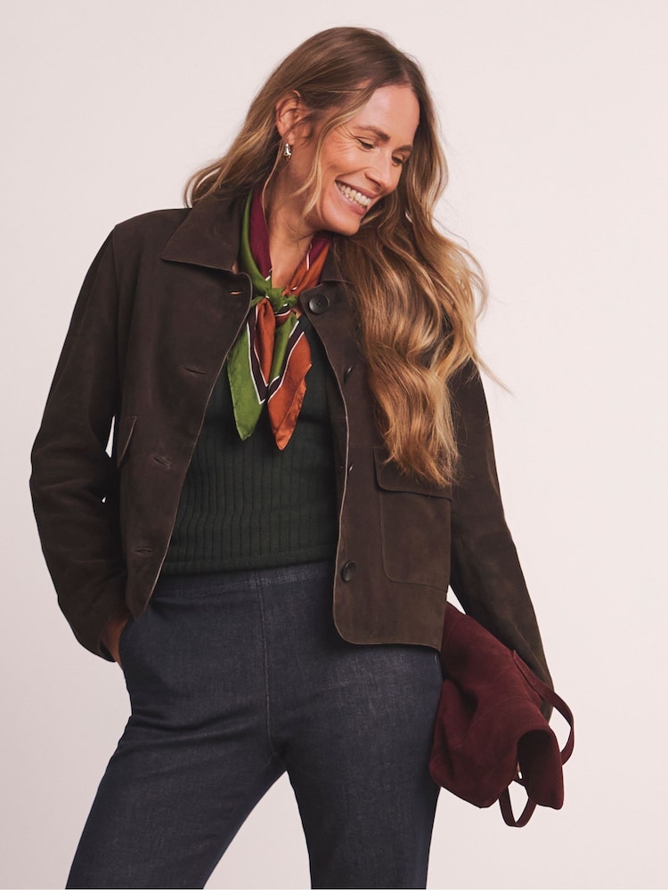JD Williams Brown Premium Suede Trucker Jacket - Image 2 of 5 JD Williams Brown Premium Suede Trucker Jacket - Image 2 of 5