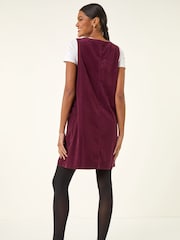 Roman Red Cotton V-Neck Button Pocket Dress - Image 2 of 5
