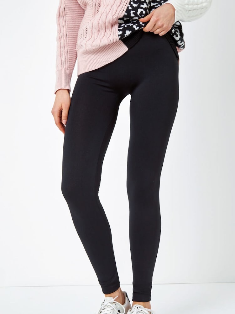 Roman Black Fleece Lined Leggings - Image 2 of 5 Roman Black Fleece Lined Leggings - Image 2 of 5