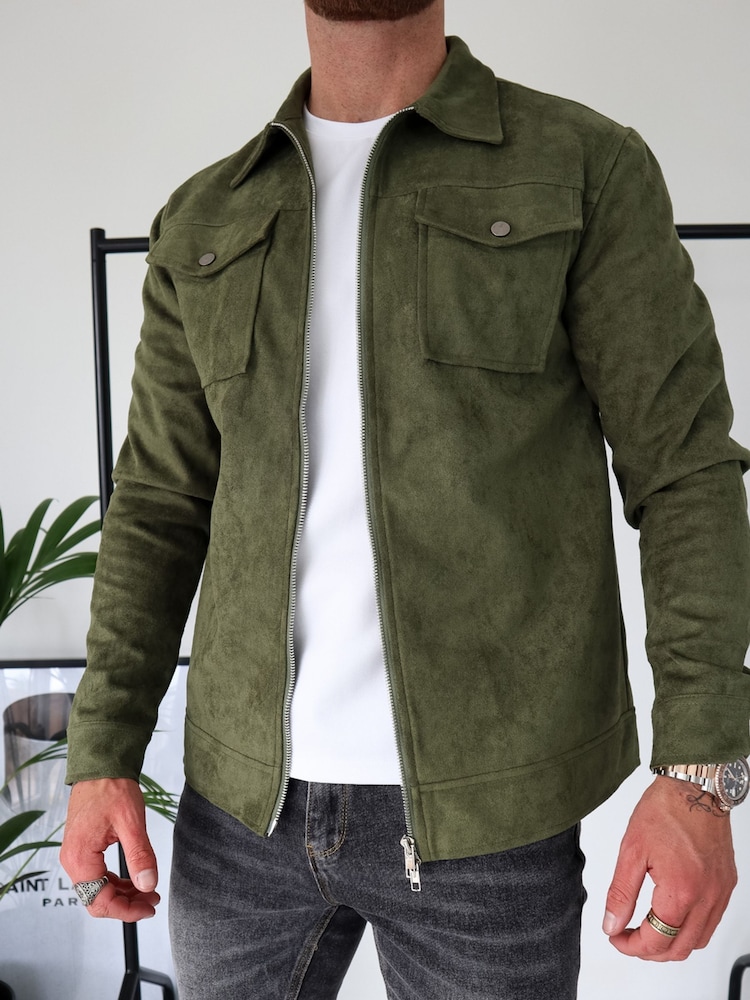 Verde - CAPO Faux Suede Jacket - Imagem 1 de 6