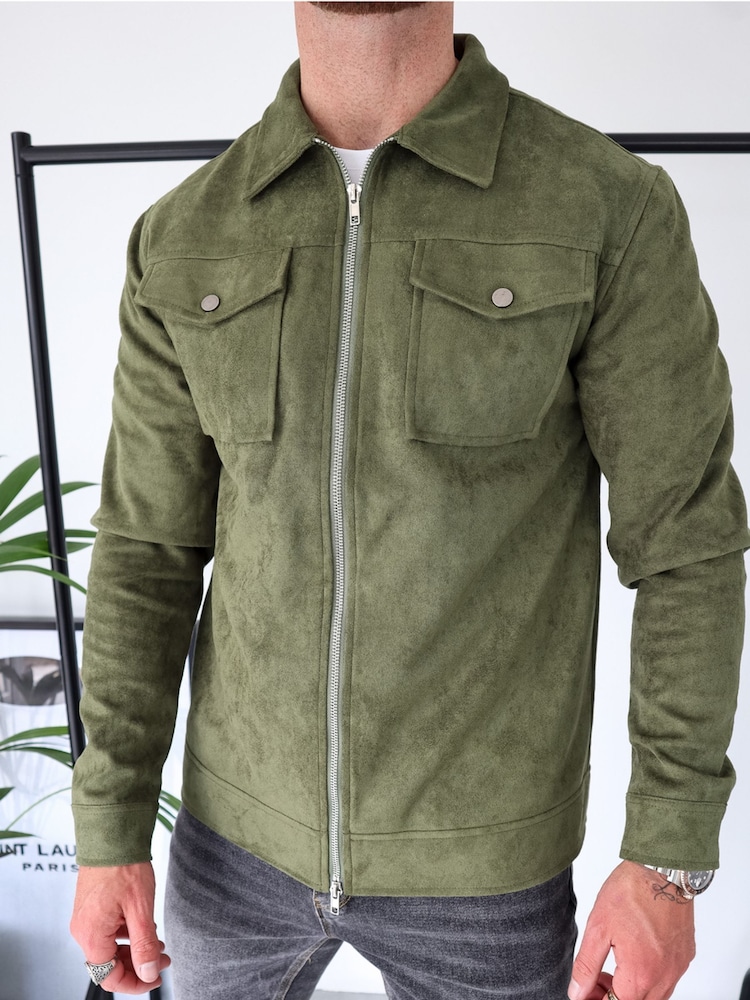 CAPO Green Faux Suede Jacket - Image 2 of 6 CAPO Green Faux Suede Jacket - Image 2 of 6
