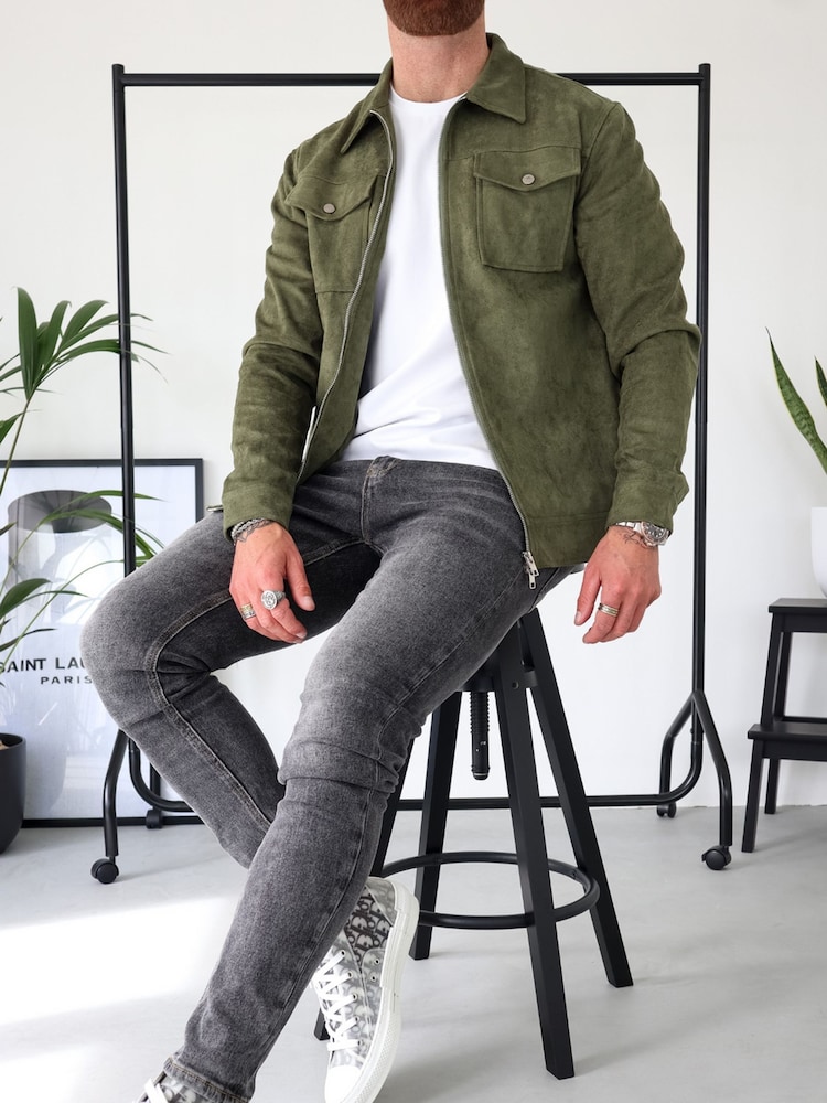 Verde - CAPO Faux Suede Jacket - Imagem 6 de 6