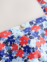 Navy Blue/Red Disty Floral Bandeau Ruched Leg Tummy Control Shaping Swimsuit - Image 9 of 11