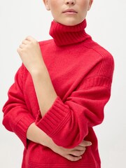 Oliver Bonas Red Roll Neck Knitted Jumper - Image 1 of 8