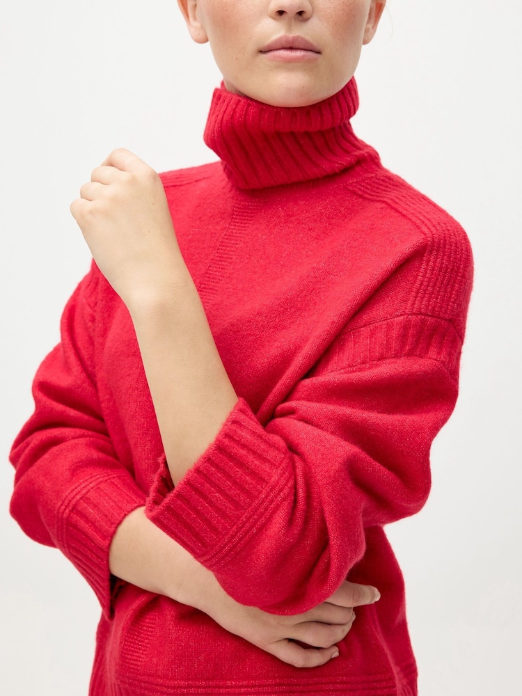 Oliver Bonas Red Roll Neck Knitted Jumper - Image 1 of 8