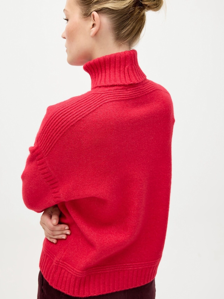 Oliver Bonas Red Roll Neck Knitted Jumper - Image 2 of 8