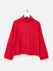 Oliver Bonas Red Roll Neck Knitted Jumper - Image 3 of 8