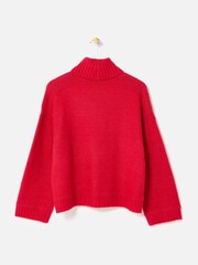 Oliver Bonas Red Roll Neck Knitted Jumper - Image 4 of 8