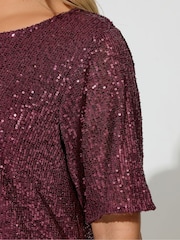 Yours Curve Purple London Sequin Swing Top - Image 4 of 4